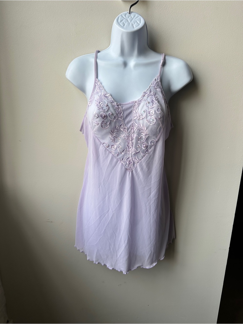 Sheer Lavender Lace Cami Y2K Fairy Grunge Mesh Embroidered Beaded Slip Top dress